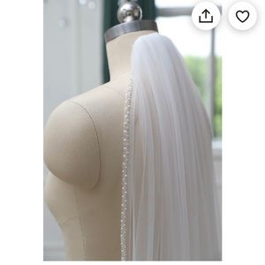 Floor length beaded edge veil - never worn
